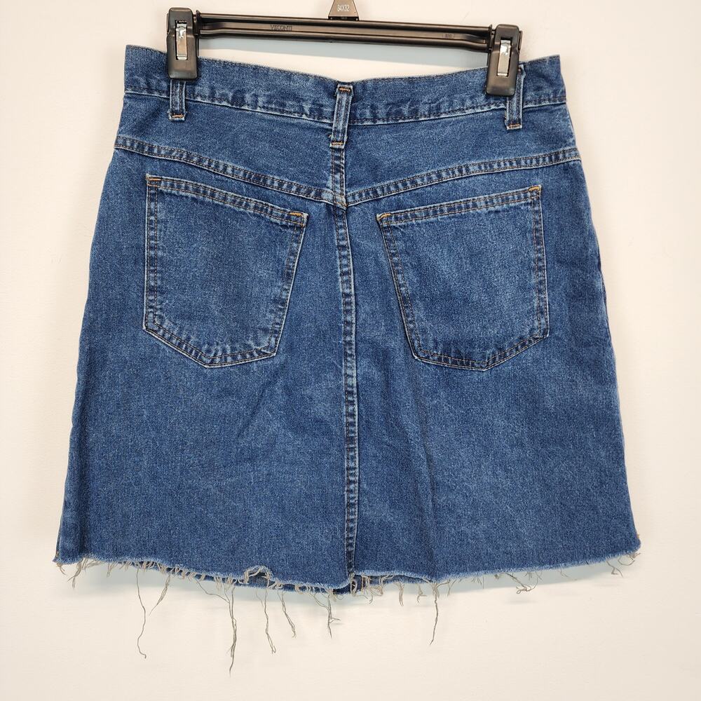 Vintage Womens Denim Mini Skirt Size 12 28" Blue Frayed Stuffed Shirt Jeanswear - Picture 3 of 9